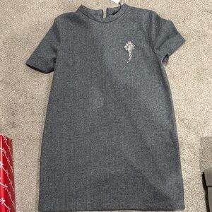 Zara Gray Mini Dress with Embellishment